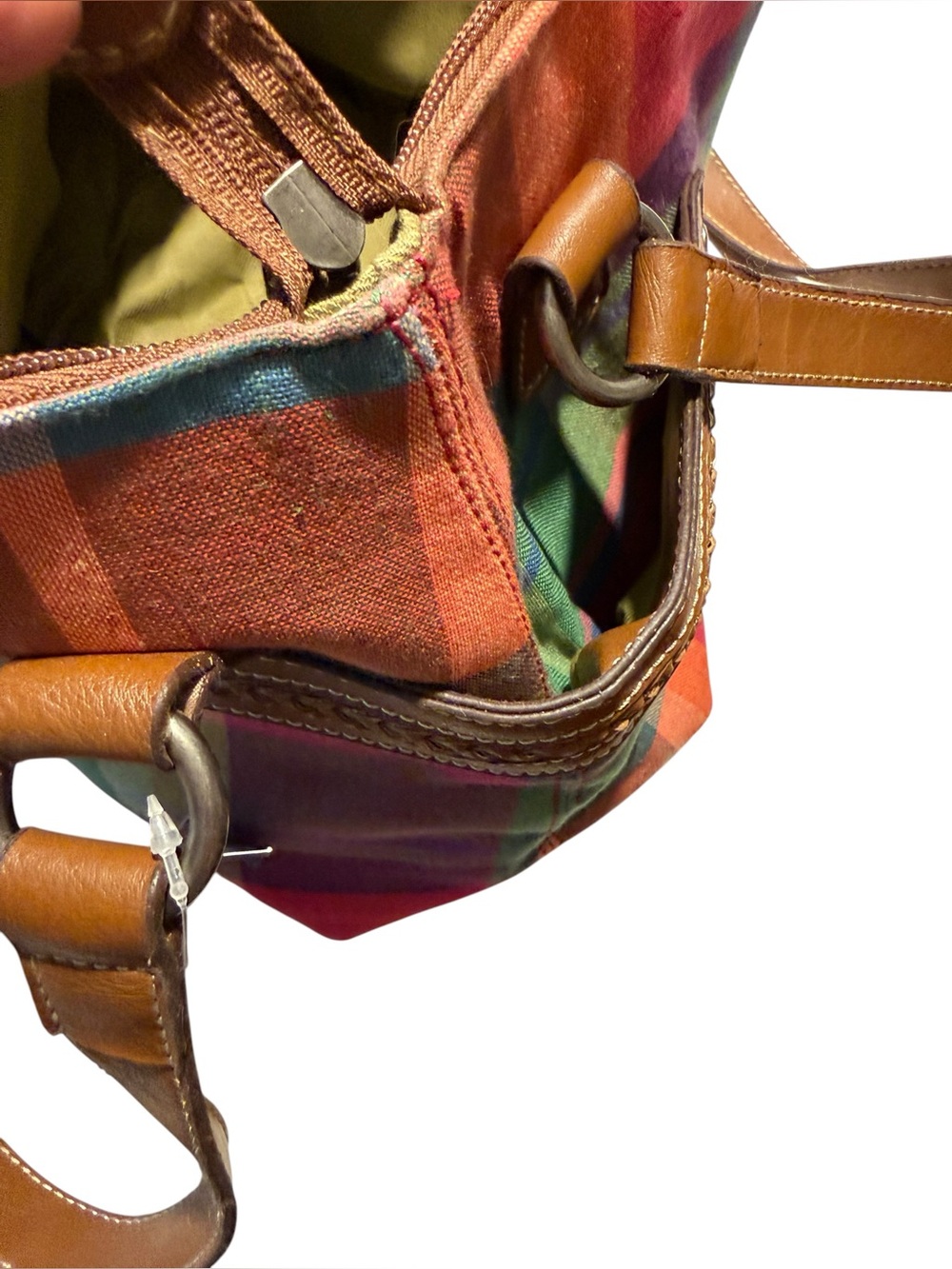 Madison Studio Plaid Multicolor Shoulder Bag with Faux Leather Trim - Picture 13 of 14